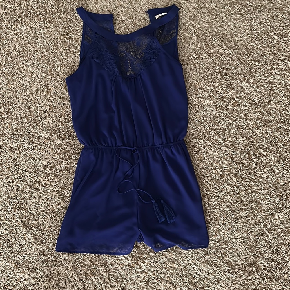 Blue romper with lace